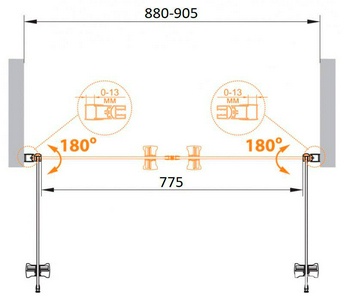 Душевая дверь 900х1900 мм, стекло-рифленное Punto, профиль-хром, ECO ZZ Cezares Eco ECO-O-B-2-90-P-Cr