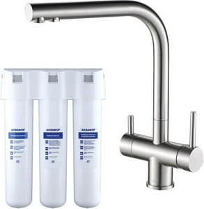 Смеситель д/ кухни с каналом для подключения фильтра, в комплекте с фильтром Аквафор Кристалл, (цв.хром),  ZZ Swedbe Selene Plus K8144K