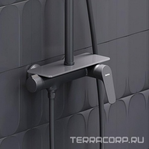 Душевая стойка для душа, верхний душ 230 мм, ручной душ, цвет черный Damixa Jupiter 977780300