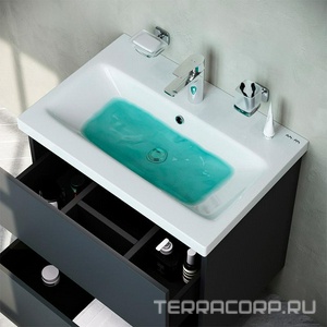 Тумба под раковину , подвесная, 60 см, 2 ящика push-to-open, цвет графит матовый AMPM Gem M90FHX06022GM