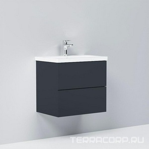Тумба под раковину , подвесная, 60 см, 2 ящика push-to-open, цвет графит матовый AMPM Gem M90FHX06022GM
