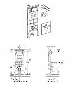 К-т:унитаз подвесн,безобод,сиден м-лифт,монтажн.рама, крепёж, клавиша цв.белый в компл.(:111.301.KJ.5 + 500.600.01.2 + 500.605.01.2),Acanto Sigma20 ZZ Geberit Selnova Square 500.301.KJ.A