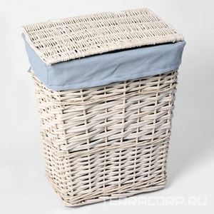 Корзина для белья Wasserkraft Lippe WB-450-M белая, напольная, средняя, 42x50 см, 63 л., откидная крышка, материал Хлопок/Ива, ZZ Wasserkraft lippe WB-450-M