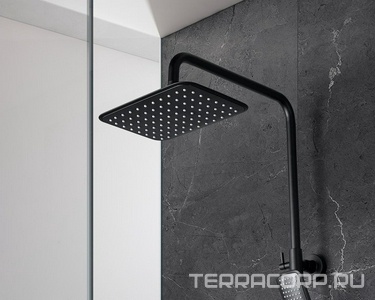 Душевая стойка для ванны/душа, подвижный излив, полочка, цв.черный матовый Lemark Tropic LM7002BL