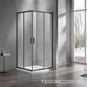 Душевое ограждение AZARIO 900х900х2000, БЕЗ ПОДДОНА, прозрачное стекло 6 мм, цвет профиля черный,  ZZ Azario Azario AZ-ND1142 900 Black