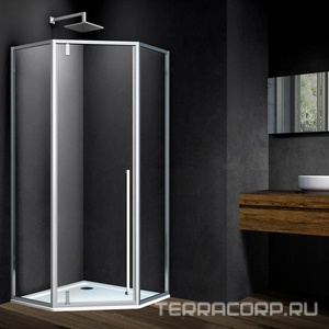 Душевой уголок 900х900хh1950мм, 5-ти угольный, распашн.дверь правая/левая, с 2 неподв.сегмент.(ст.прозр.6мм Easy Clean, фурнит.цв.хром),  ZZ Vincea Penta VSP-3P900CL