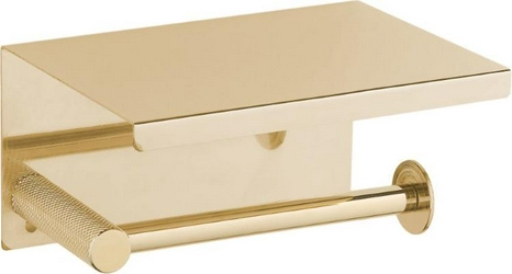 Держатель для туалетной бумаги с крышкой Uno Gold, крепеж в комплекте, цвюглянцевое золото, ZZ