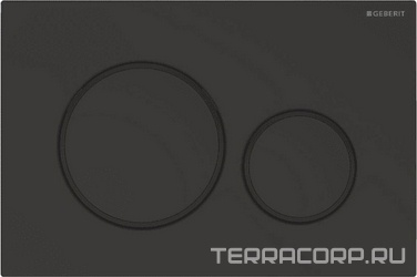 Клавиша двойного смыва, (панель и клавиши цв.черный матовый лак легко чистящееся покрытие, кольца цв.черный), Sigma20 ZZ