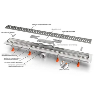 Водоотводящий желоб 950 мм, с решеткой под плитку ZZ Veconi Универсал V950K