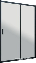Дверь в нишу, 170x190 см, двухстворчатая раздвижная, профиль черный матовый, стекло прозрачное, ZZ