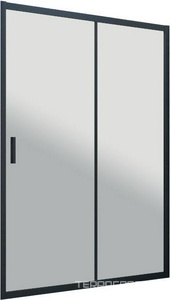 Дверь в нишу, 170x190 см, двухстворчатая раздвижная, профиль черный матовый, стекло прозрачное, ZZ Vegas Glass ZP ZP NOVO 170 02М 01