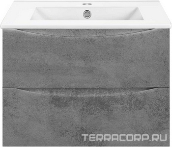 База под раковину подвесная, 2 выкатных ящика,704x394x500мм, без раковины, (цв.Beton),  ZZ Vincea Mia Slim VMC-2MC700S1BT