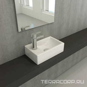 Раковина 37х23 cм, подвесная/накладная, отверстие под смеситель СЛЕВА , цв.белый KL Berges SMALL 182009