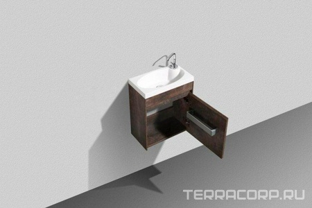 База под раковину подвесная с 1 дверкой, петли справа, 454х256xh520мм, без раковины, (цв.Stone),  ZZ BelBagno Pietra Mini PIETRA MINI-460-1A-SO-PT-R