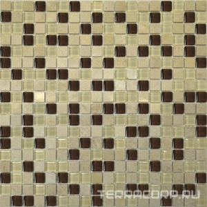 Мозаика Мастера Керамики Glass & Stone Мозаика  2027 микс мрамор бежевый-коричневый-молочный (чип 15х15)30х30 Комбинированный 