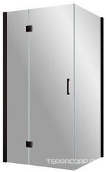 Душевое ограждение AFP-Fis, 120*80*1900 мм, ЛЕВОЕ профиль черный матовый, стекло сатин, петли круглые, ручка flat,  ZZ