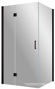 Душевое ограждение , 120*80*1900 мм, ЛЕВОЕ профиль черный матовый, стекло сатин, петли круглые, ручка flat,  ZZ Vegas Glass AFP-Fis AFP-Fis 120*80 02М 10 / Левое