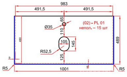 Тумба под раковину, с 1 выкатным ящиком, 976x469хh350мм, без раковины/столешницы, БЕЗ РУЧКИ, (цв.белый матовый),  ZZ La Fenice Cubo FNC-01-CUB-B-100