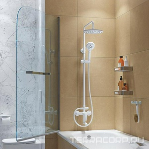 Душевая стойка Ray (смеситель c ручным и верхним душем, излив), цв. белый, ZZ Iddis ray RAYWT3Fi06