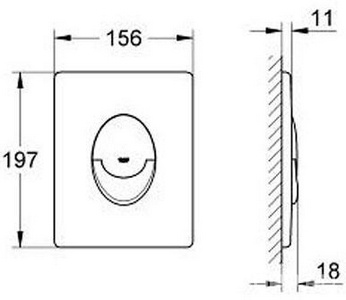 Накладная панель, 2 объема смыва + старт/стоп, вертикальная, цв черный ZZ Grohe Grohedal 38505KF0