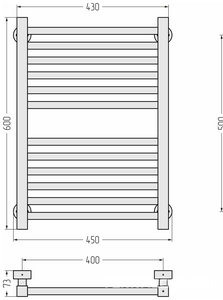 Полотенцесушитель водяной " PRO" 600*400 мм, подключ. 3/4, комплектующие в комплекте, цв.белый матовый ZZ Сунержа Модус 30-0450-6040