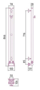 Полотенцесушитель вертикальный, водяной 840х50 мм, фитинги для подключения в комплекте, цвет хром ZZ Сунержа Нюанс 00-0212-0840