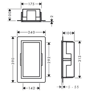 Короб настенный, встраив., с дизайнерской рамой, 300/150/100, (цв.корпус нерж.сталь, рама цв.шлиф.бронза),  Individual ZZ Hansgrohe XtraStoris 56094140