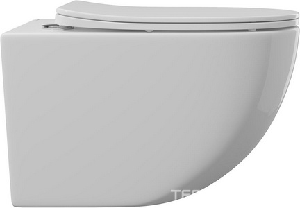 Унитаз подвесной 525х360мм, безободковый, сиденье с микролифтом, крепёж в компл., (цв.белый глянец),  Aqueduto Ovo OVO0110