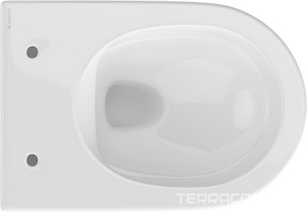 Унитаз подвесной 525х360мм, безободковый, сиденье с микролифтом, крепёж в компл., (цв.белый глянец),  Aqueduto Ovo OVO0110