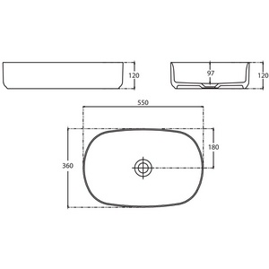 Раковина накладная на столешницу, овальная, 500х360хh120мм, без отв.д/смесит., без перелива, (цв.черный матовый),  ZZ Allen Brau Fantasy 4.11022.31