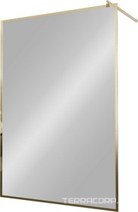 Душевая перегородка 1000хh2000мм, правая/левая, (стекло прозрачное 8мм Easy Clean, укорачиваемый кронштейн 1200мм, фурнит.цв.золото BRUSH), Walk IN ZZ RGW Walk In 32101210-16