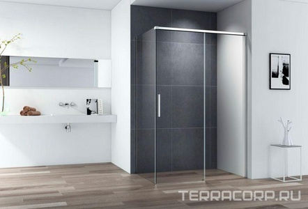 Душевой уголок 1400х1000х1950мм, правый/левый, (стекло прозрачное 8мм, фурнитура цв.хром),  ZZ Cezares Duet Soft-M DUET SOFT-M-AH-1-140/100-C-Cr