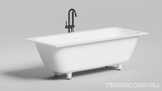 Ванна 1800х800хh600мм, встраив., литой камень S-Sense матов цв.белый, д/к Up&Down в цвет ванны,интегрир.слив-перелив,ножки компл,  ZZ Salini Orlanda Axis Kit 103312M