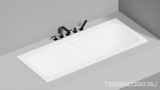 Ванна 1800х800хh600мм, встраив., литой камень S-Sense матов цв.белый, д/к Up&Down в цвет ванны,интегрир.слив-перелив,ножки компл,  ZZ Salini Orlanda Axis Kit 103312M