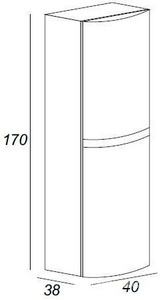 Колонна подвесная с двумя распашными дверцами, реверсивная, 40x38x170см, (цв.Bianco lucido), Cezares ZZ Cezares Универсал 44324