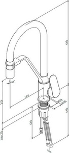 Смеситель для кухни  с каналом для питьевой воды и гибким изливом, цв.черный излив ZZ AMPM Like F8007802