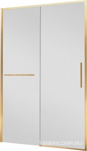 Дверь для душа, в нишу 1100хh2000мм, раздвижн, 1 дверь, 1 неподв.секция, правая/левая,(стекло прозрач 6мм Easy Clean,фурн.цв.браш.золото), ZZ Vincea Slim Soft VDS-1SS110CLG