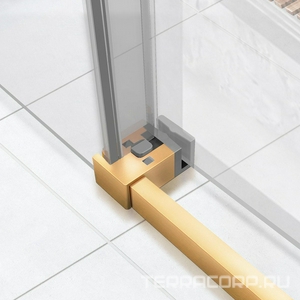 Дверь для душа, в нишу 1100хh2000мм, раздвижн, 1 дверь, 1 неподв.секция, правая/левая,(стекло прозрач 6мм Easy Clean,фурн.цв.браш.золото), ZZ Vincea Slim Soft VDS-1SS110CLG