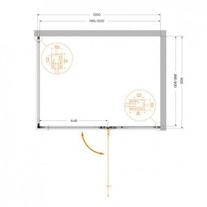 Душевой уголок 1200х900х1950мм, правый, (стекло прозрачное 6мм, фурнитура цв.хром),  ZZ Cezares Liner LINER-AH-1-120/90-C-Cr-R
