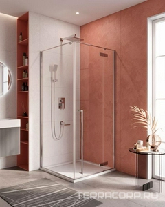 Душевой уголок 1000х1000х1950мм, правый, (стекло прозрачное 6мм, фурнитура цв.хром),  ZZ Cezares Liner LINER-A-1-100-C-Cr-R