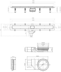 Дренажн.канал 450мм, готов.компл, сифон d50 вых.вбок,48л/мин, затвор(сухой/гидро), мин h монтаж 62мм, 2х стор.вставка цв.хром мат/стекло, CFL ZZ Pestan Confluo Frameless Line 13701229
