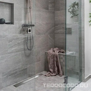 Дренажн.канал 450мм, готов.компл, сифон d50 вых.вбок,48л/мин, затвор(сухой/гидро), мин h монтаж 62мм, 2х стор.вставка цв.хром мат/стекло, CFL ZZ Pestan Confluo Frameless Line 13701229