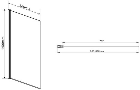 Душевая шторка на ванну, распашная, правая/левая, 800хh1400мм, (профиль цв.хром, стекло шиншилла 5мм), Vincea ZZ Vincea Универсал VSB-11800CH