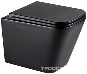 Подвесной унитаз c крышкой-сиденьем микролифт, смыв торнадо, безободковый, цв.черный ZZ