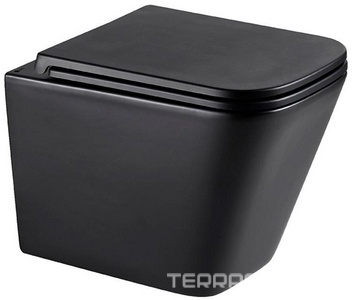 Подвесной унитаз c крышкой-сиденьем микролифт, смыв торнадо, безободковый, цв.черный ZZ Lemark Florex 9612002