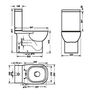 Унитаз-компакт « Slim», (арматура  2-режим  Alcaplast/2-режим OLI, сиденье дюропласт, микролифт Sanita Luxe Quadro WC.CC/Quadro/2-SlimDM/WHT.G/S1 (QDRSLCC01151022)