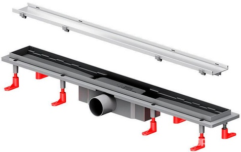 Душевой желоб 70 см, комбинированный затвор, решетка под плитку из нерж.стали AMPM Универсал W02SC-U11-070-04SB