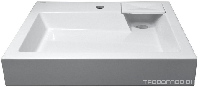 Раковина подвесная  600х500х100, для установки над стиральной машиной, литьевой мрамор, сифон и кронштейн в компл., цв. белый, ZZ Azario Etna CS00078303