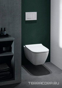 Унитаз подвесной, 350х540мм, безободковый Rimfree, сиденье с микролифтом тип Sandwich в компл.,  Square ZZ Geberit Smyle 500.685.01.2