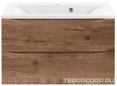 База под раковину подвесная, 2 выкатных ящика, 740x443xh500мм, без раковины, (цв.V.Oak),  ZZ Vincea Mia VMC-2MA750VO